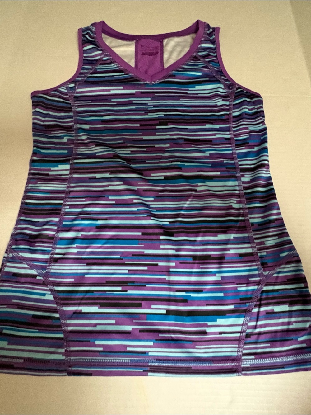 tek gear Purple Striped Athletic Tank Top